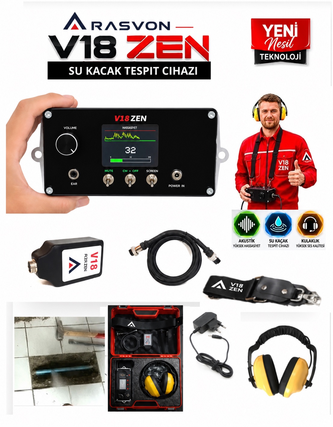 V18 Zen Su Kaçağı Tespit Cihazı